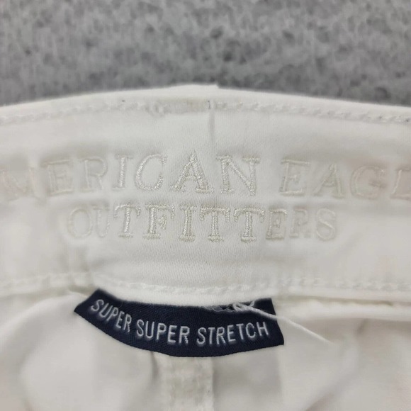 American Eagle Jeans Womens 2 Cream Super Super Stretch Distressed Jegging Crop‎ - Picture 4 of 16